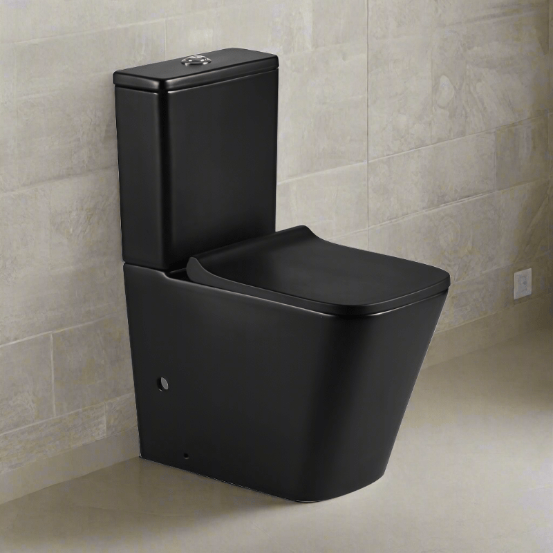 Modernes Stand-WC, Keramik schwarz, PISA, niedriger Spülkasten