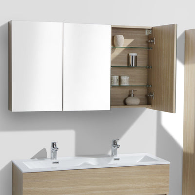 Spiegelschrank Bad, 120 cm, montiert, Eiche hell, SIENA - Welt der Bäder
