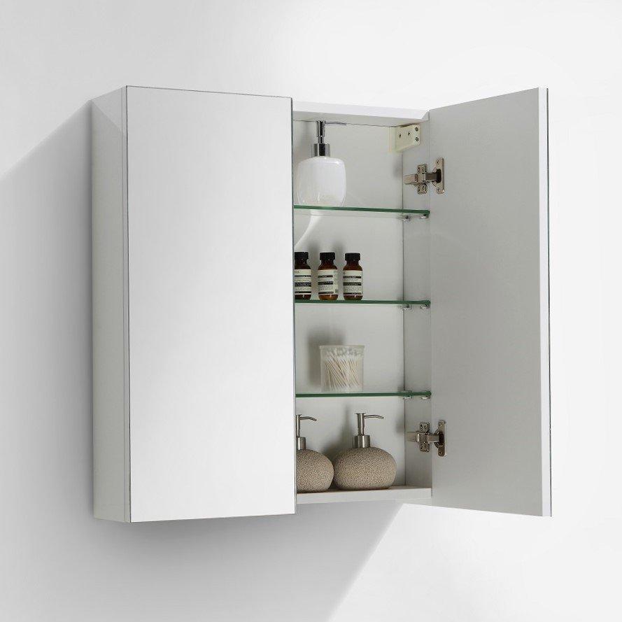 Spiegelschrank Bad, 60 cm, weiß, Bäder SL – Welt der SIENA Hochglanz montiert