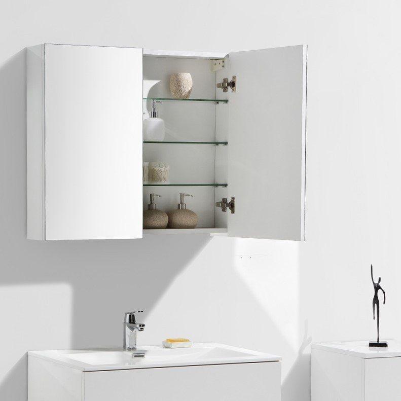 Spiegelschrank Bad, 80 cm, – der SL montiert, Welt Hochglanz SIENA weiß, Bäder
