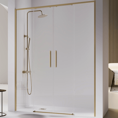 Duschwand mit zwei Schiebetüren DELTA 2 gold - Glas 6 mm - Welt der Bäder
