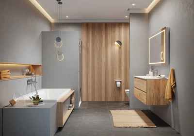 Moderne badkamer: elegantie en natuur verenigd door houtaccenten