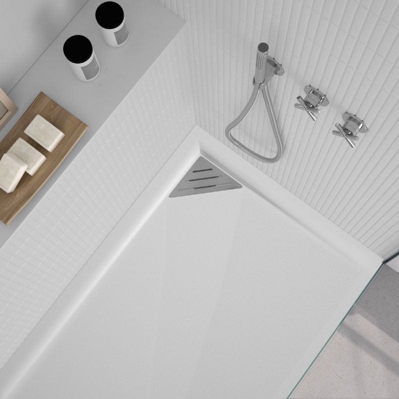 Mineralguss-Duschwanne extra flach TRINITY in WEIß