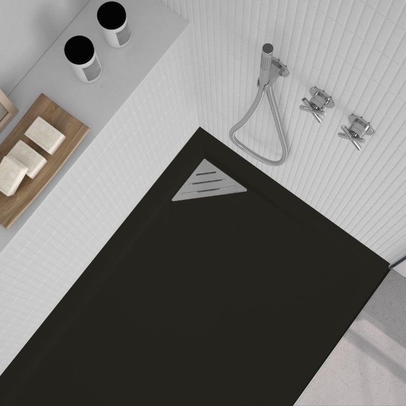 Mineralguss-Duschwanne extra flach TRINITY in SCHWARZ