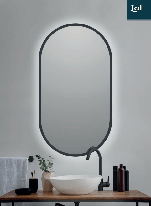 Badspiegel mit LED SALINES schwarz - Welt der Bäder