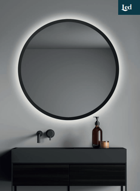 Badspiegel mit LED ESTANY schwarz - Welt der Bäder