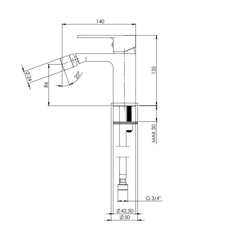 BUADES Einhebelmischer TORUK-Bidet