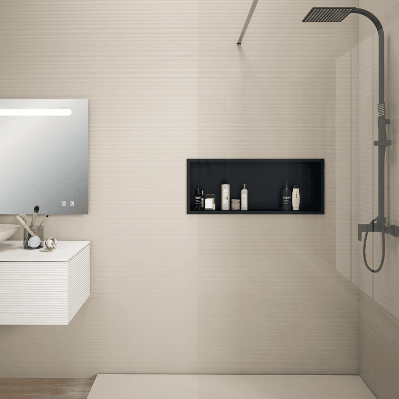 Wandnische Dusche CLARIS, einbaubare Duschablage schwarz