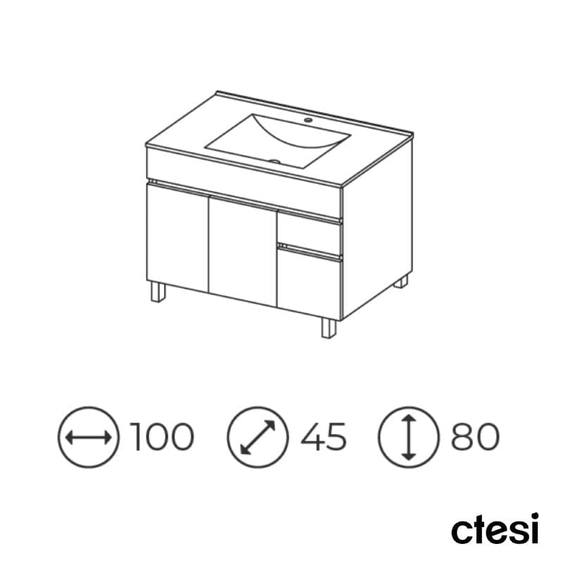 Standwaschtisch mit Unterschrank CLIF - 100 cm - Welt der Bäder