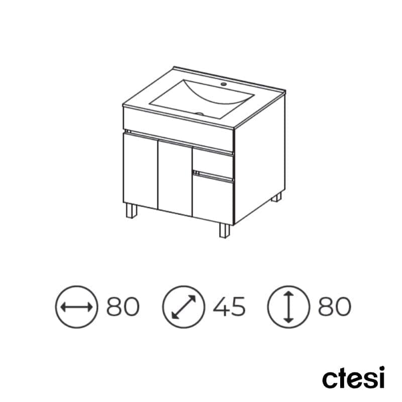 Standwaschtisch mit Unterschrank CLIF - 80 cm - Welt der Bäder