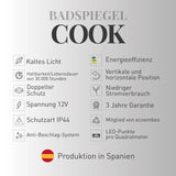 Badspiegel COOK mit integriertem LED-Licht und Touch-Funktion - Welt der Bäder