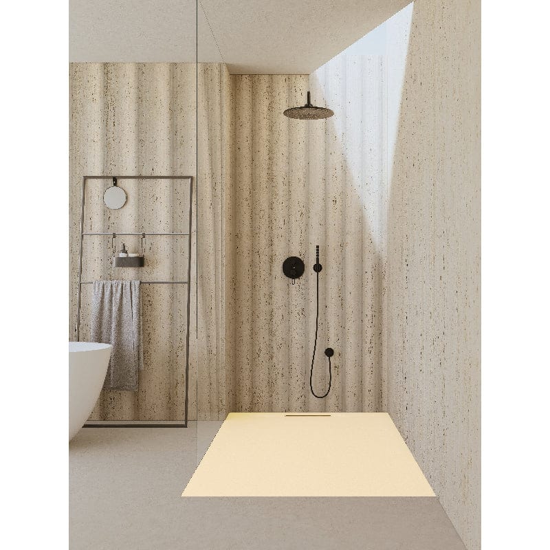 Extra flache Duschwanne COVER, Schieferoptik, BEIGE