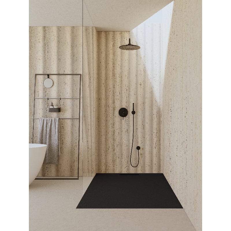 Extra flache Duschwanne COVER, Schieferoptik, SCHWARZ