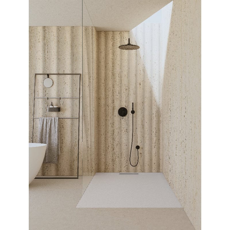 Extra flache Duschwanne COVER, Schieferoptik, WEISS