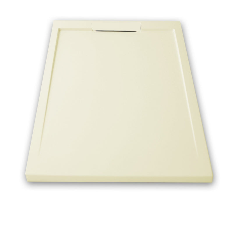 Mineralgiet-douchebak extra plat LUX, leisteenlook, beige