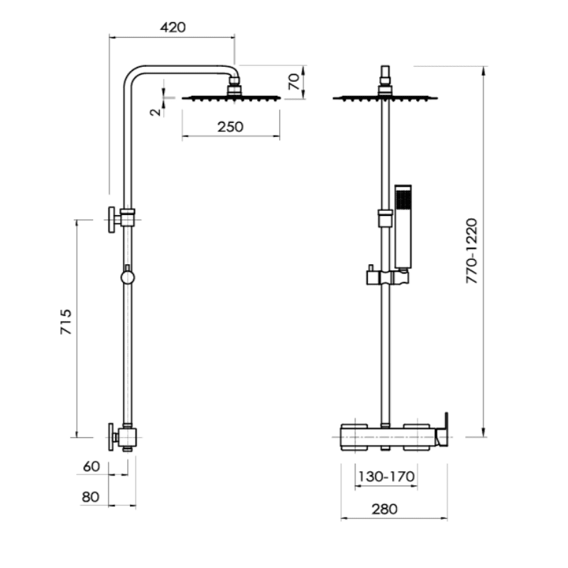 Einhebel-Duschsäule CUBO