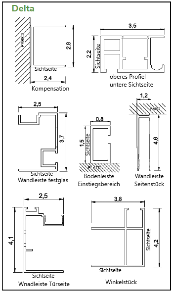 Duschwand mit Schiebetür DELTA chrom - Glas 6 mm