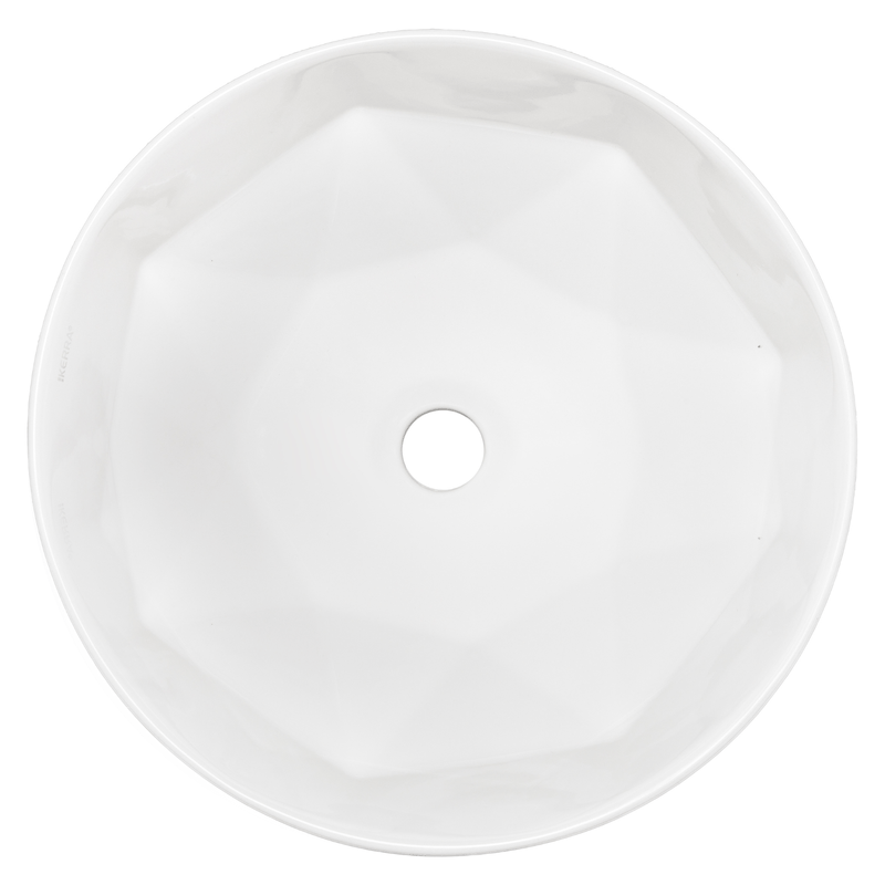 Rundes Aufsatzwaschbecken aus Keramik ELYNA mit innen diamantförmigem Design
