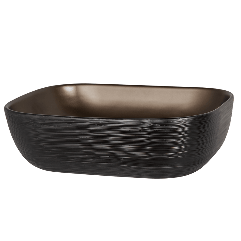 Rechteckiges Aufsatzwaschbecken aus Keramik ORIANA, Braun und Schwarz