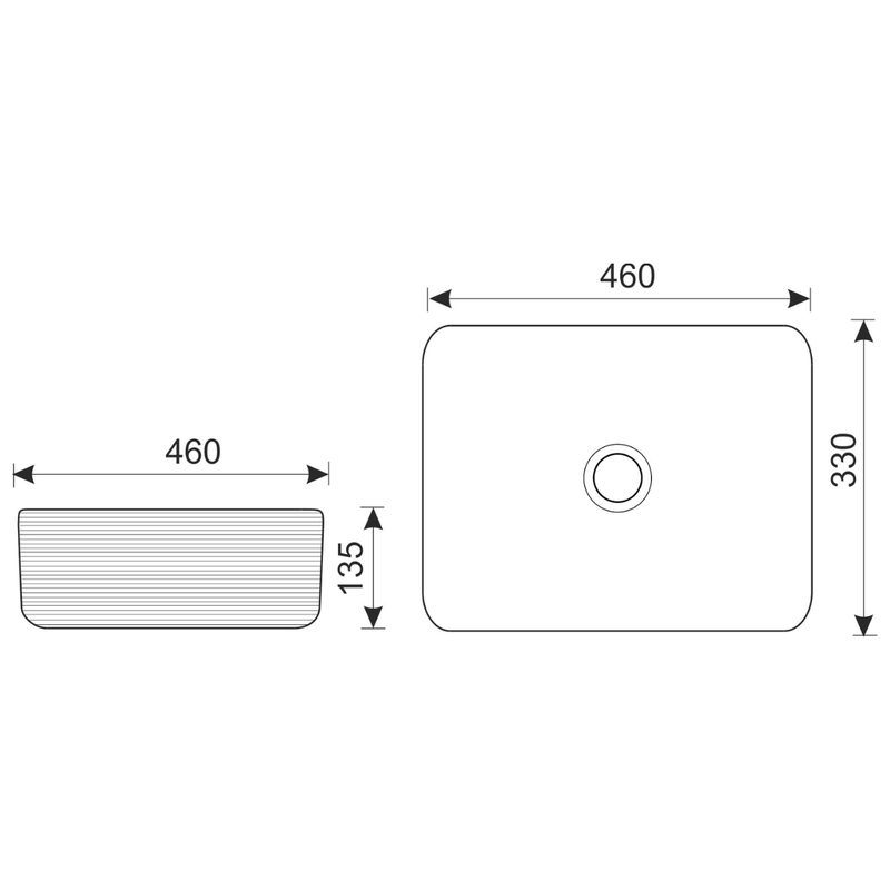 Rechteckiges Aufsatzwaschbecken aus Keramik ORIANA, Braun und Schwarz