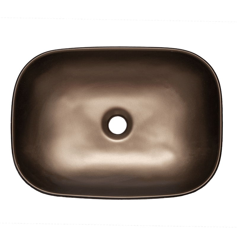 Rechteckiges Aufsatzwaschbecken aus Keramik ORIANA, Braun und Schwarz