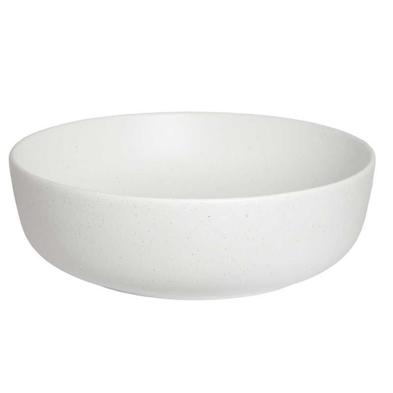 Rundes Aufsatzwaschbecken aus Keramik GRANA, mattweiß mit Granit-Effekt