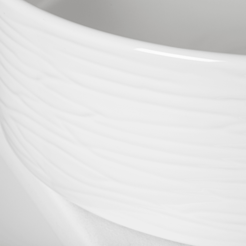 Rundes Aufsatzwaschbecken aus Keramik PRISMA, gerillte Außenseite