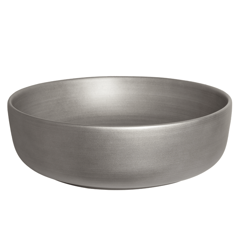 Rundes Aufsatzwaschbecken aus Keramik SILVER, gebürstetes Metallgrau