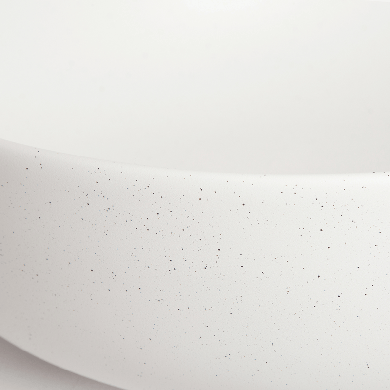 Rundes Aufsatzwaschbecken aus Keramik GRANA, mattweiß mit Granit-Effekt