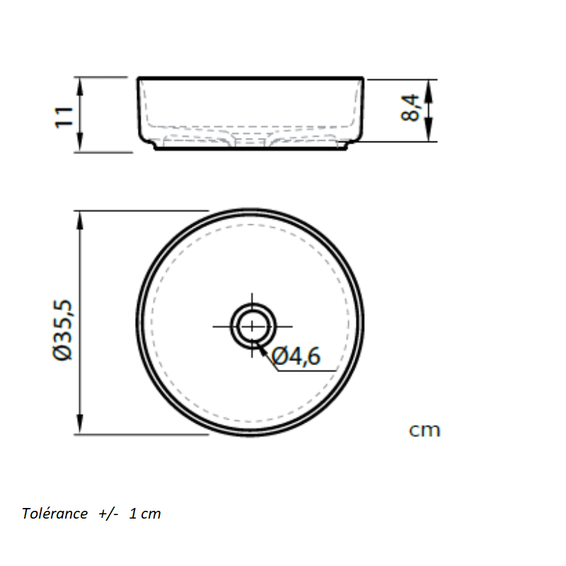 Aufsatzwaschbecken rund aus Keramik MARSALA in Schwarz
