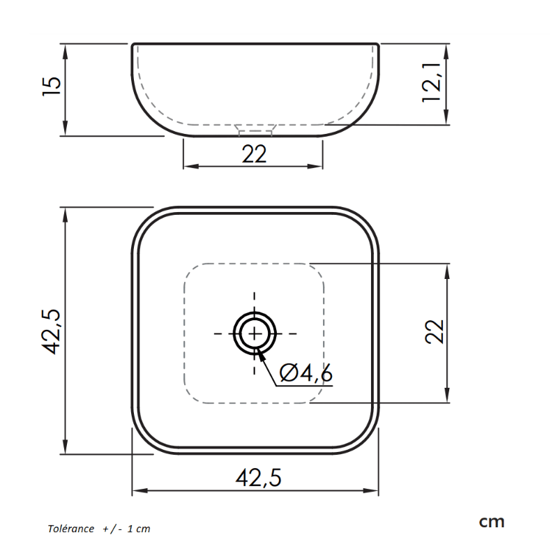 Waschtisch aus Keramik PALERMO für die Aufsatzmontage