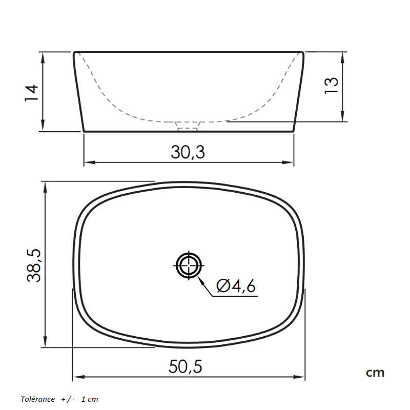 Waschbecken aus Keramik BALTA, rechteckig für die Aufsatzmontage