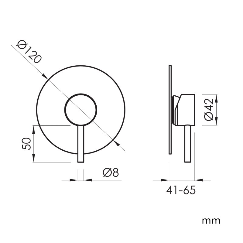 Wandmischer LOOP in gebürstetem Gold