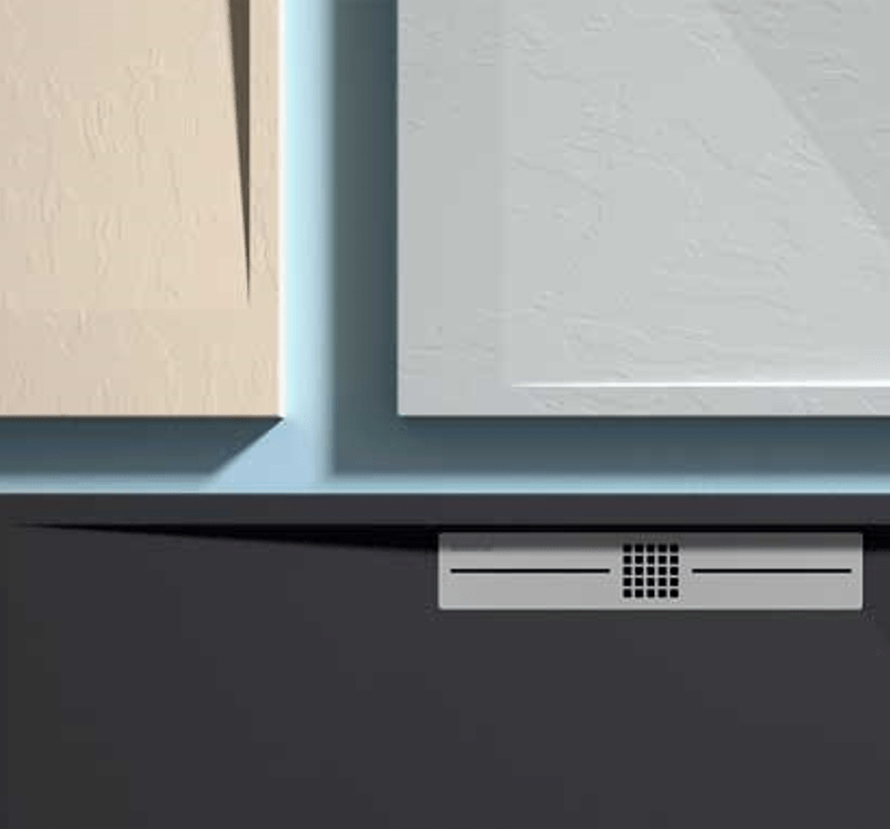 Mineralgiet-douchebak extra plat EDIS, leisteenlook, BEIGE