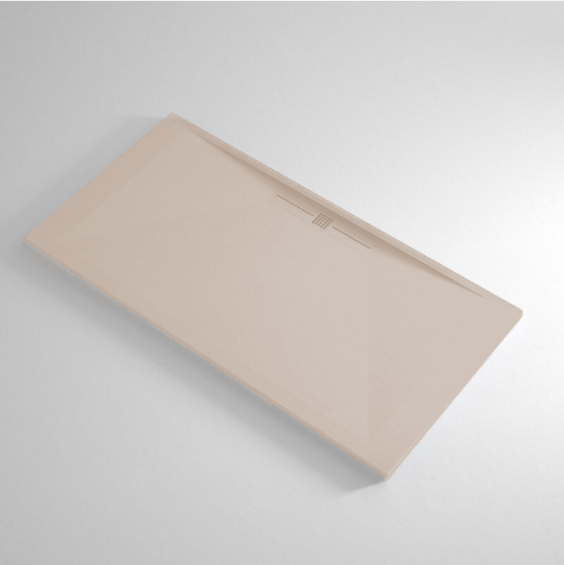 Mineralgiet-douchebak extra plat EDIS, leisteenlook, BEIGE