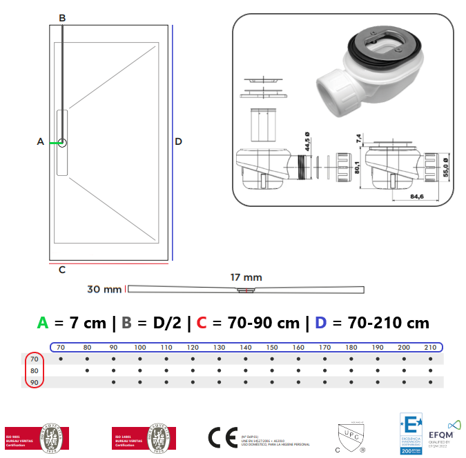 Extra flache Duschwanne EDIS in Schieferoptik BEIGE