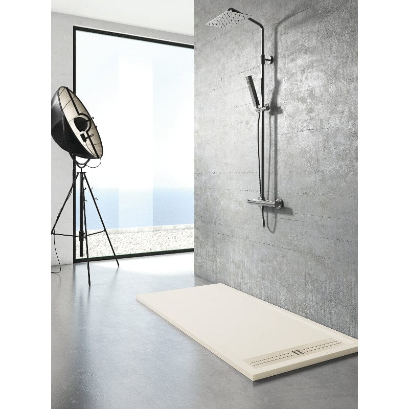 Extra flache Duschwanne ELITE, Schieferoptik, GRAU