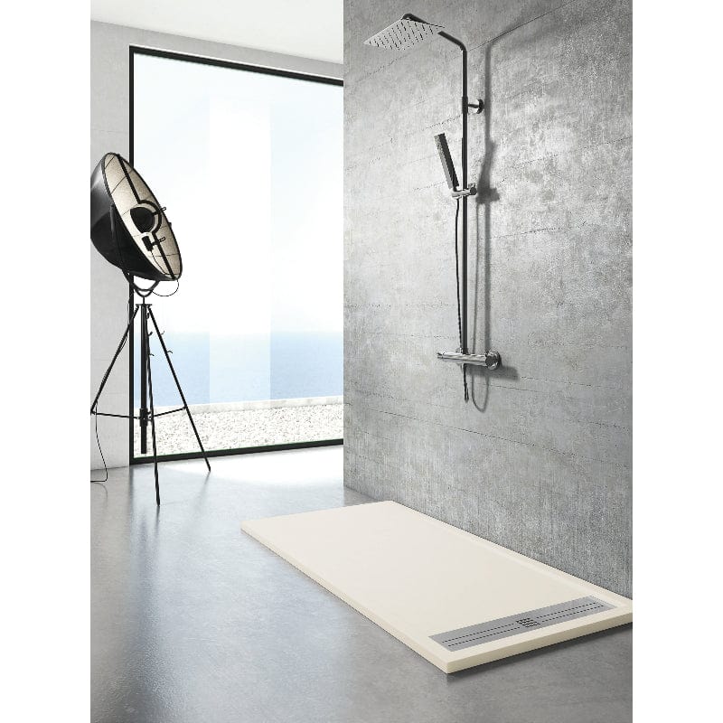 Extra flache Duschwanne ELITE, Schieferoptik, GRAU