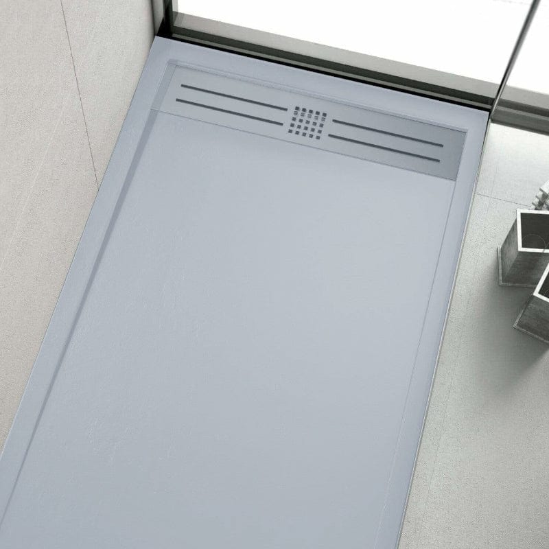 Extra flache Duschwanne ELITE, Schieferoptik, GRAU