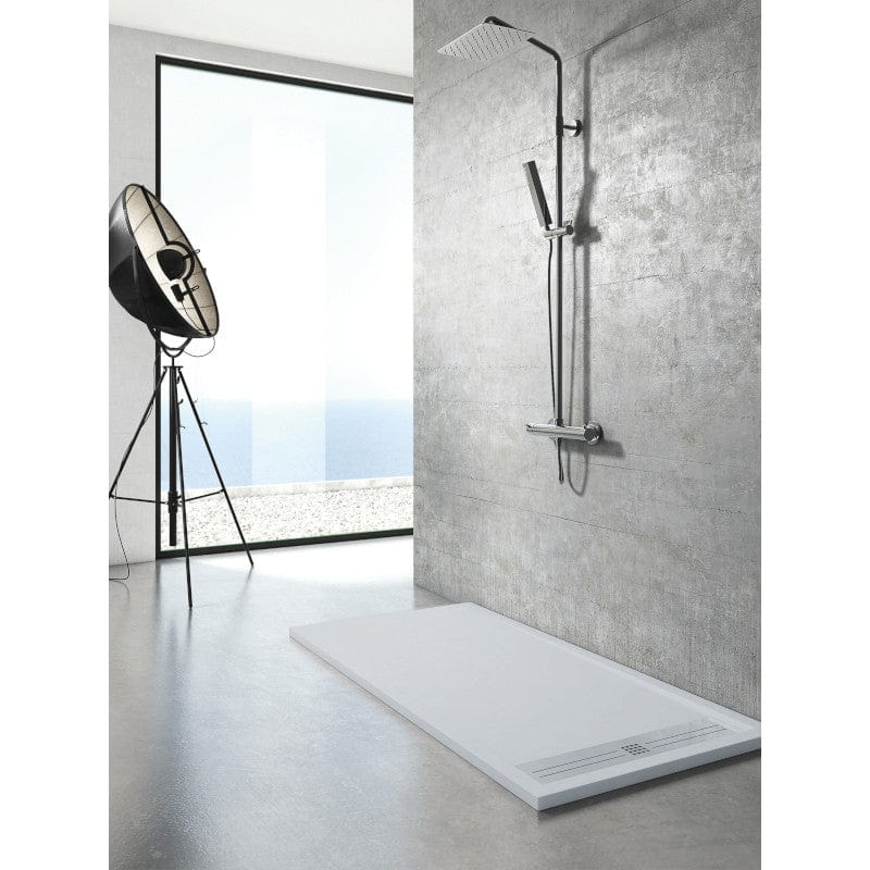 Extra flache Duschwanne ELITE, Schieferoptik, GRAU