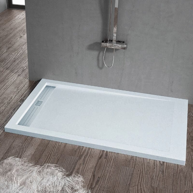 Extra flache Duschwanne ELITE, Schieferoptik, GRAU