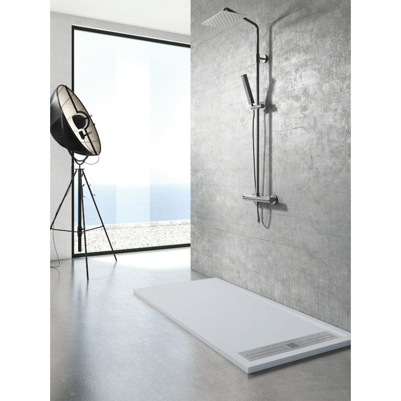 Extra flache Duschwanne ELITE, Schieferoptik, GRAU