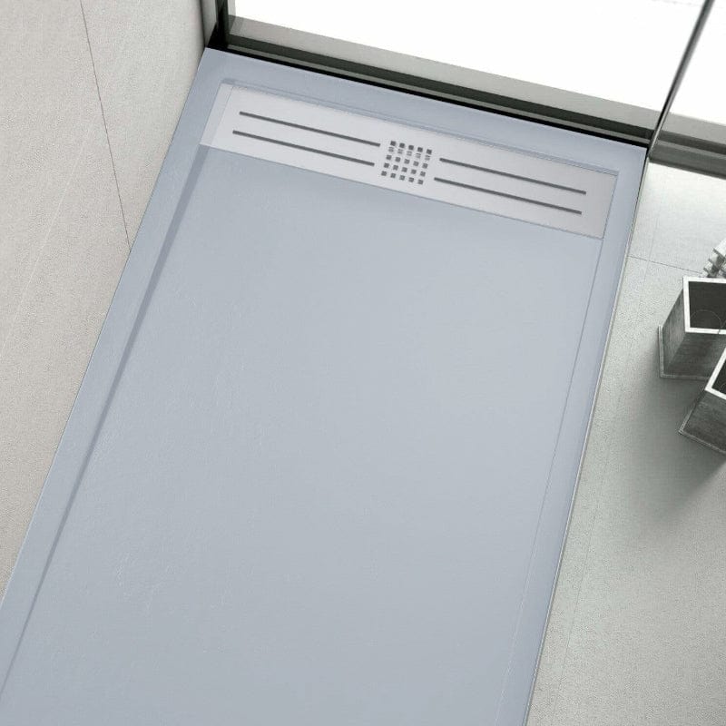 Extra flache Duschwanne ELITE, Schieferoptik, GRAU