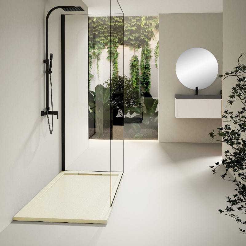 Extra flache Duschwanne LUX, Schieferoptik, beige