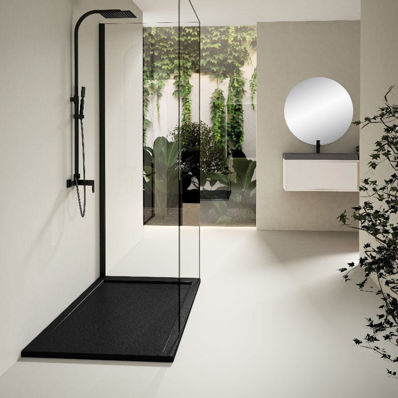 Extra flache Duschwanne LUX, Schieferoptik, schwarz