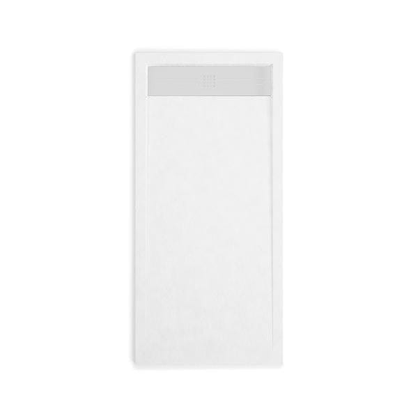 Mineralguss-Duschwanne extra flach ELITE, Schieferoptik, WEISS