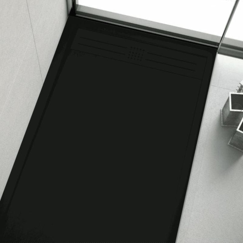 Extra flache Duschwanne ELITE, Schieferoptik, SCHWARZ