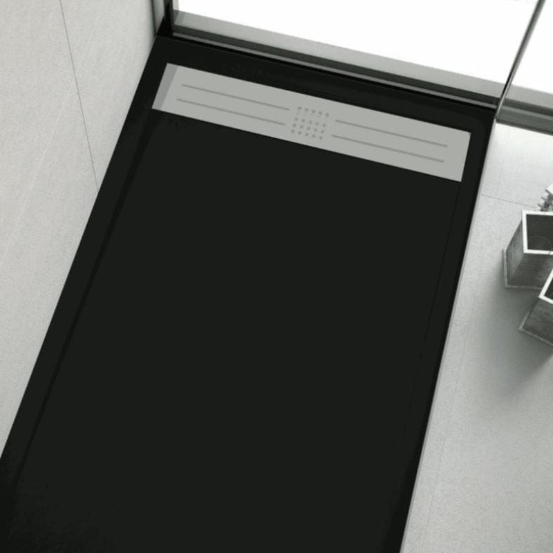 Extra flache Duschwanne ELITE, Schieferoptik, SCHWARZ