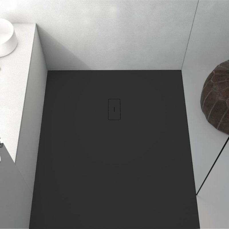 Extra flache Duschwanne FUSION, Schieferoptik, SCHWARZ