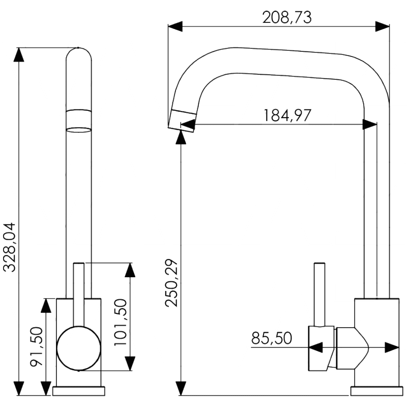 Grifo cocina C-FLOW monomando caño en C dorado cepillado